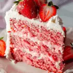 Strawberry Cake with Whipped Cream Cheese Frosting