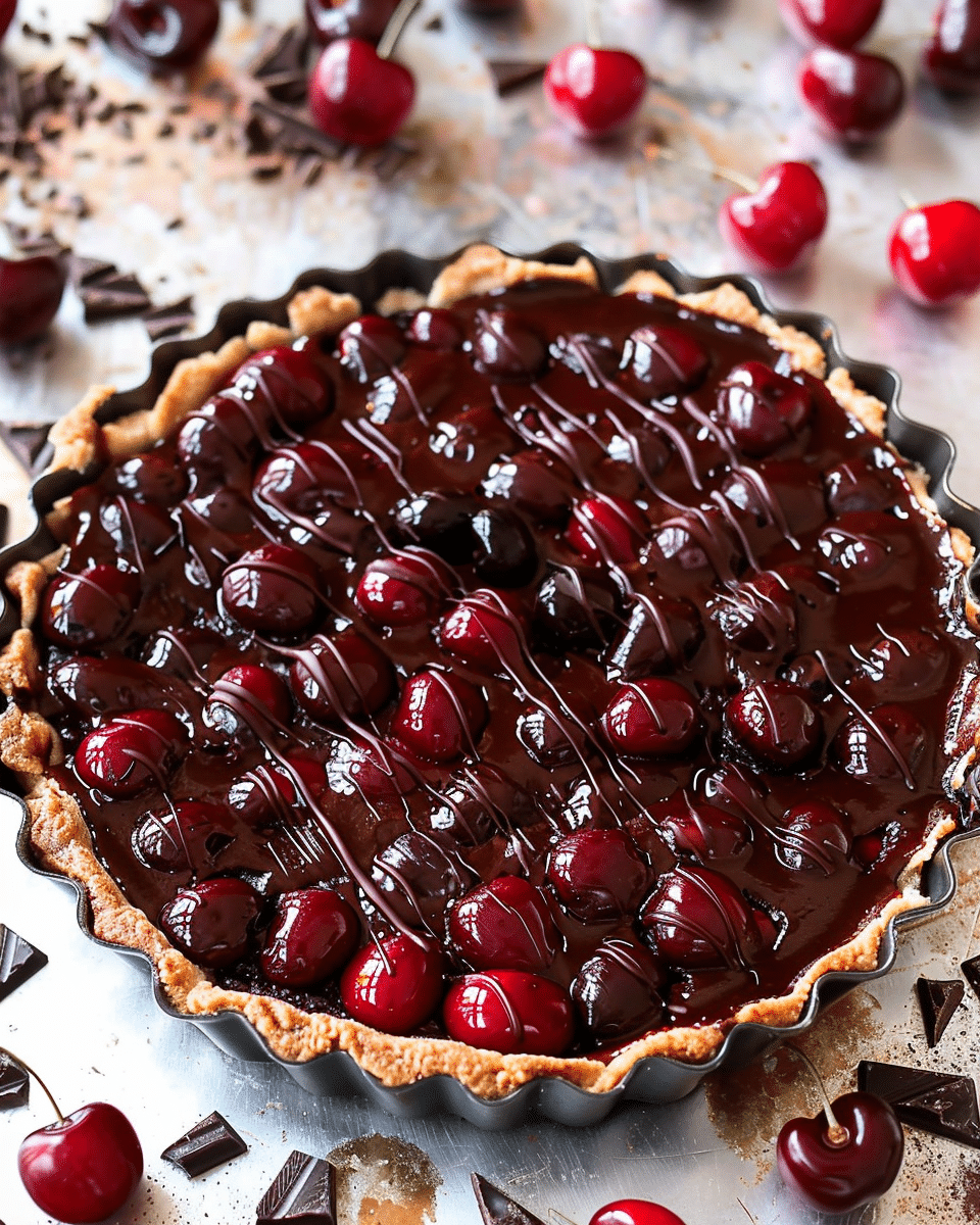 Chocolate Cherry Tart With a Rich Ganache Layer