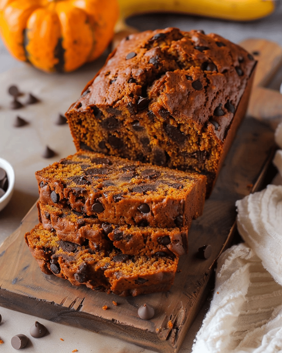 Chocolate Chip Pumpkin Bread with Banana