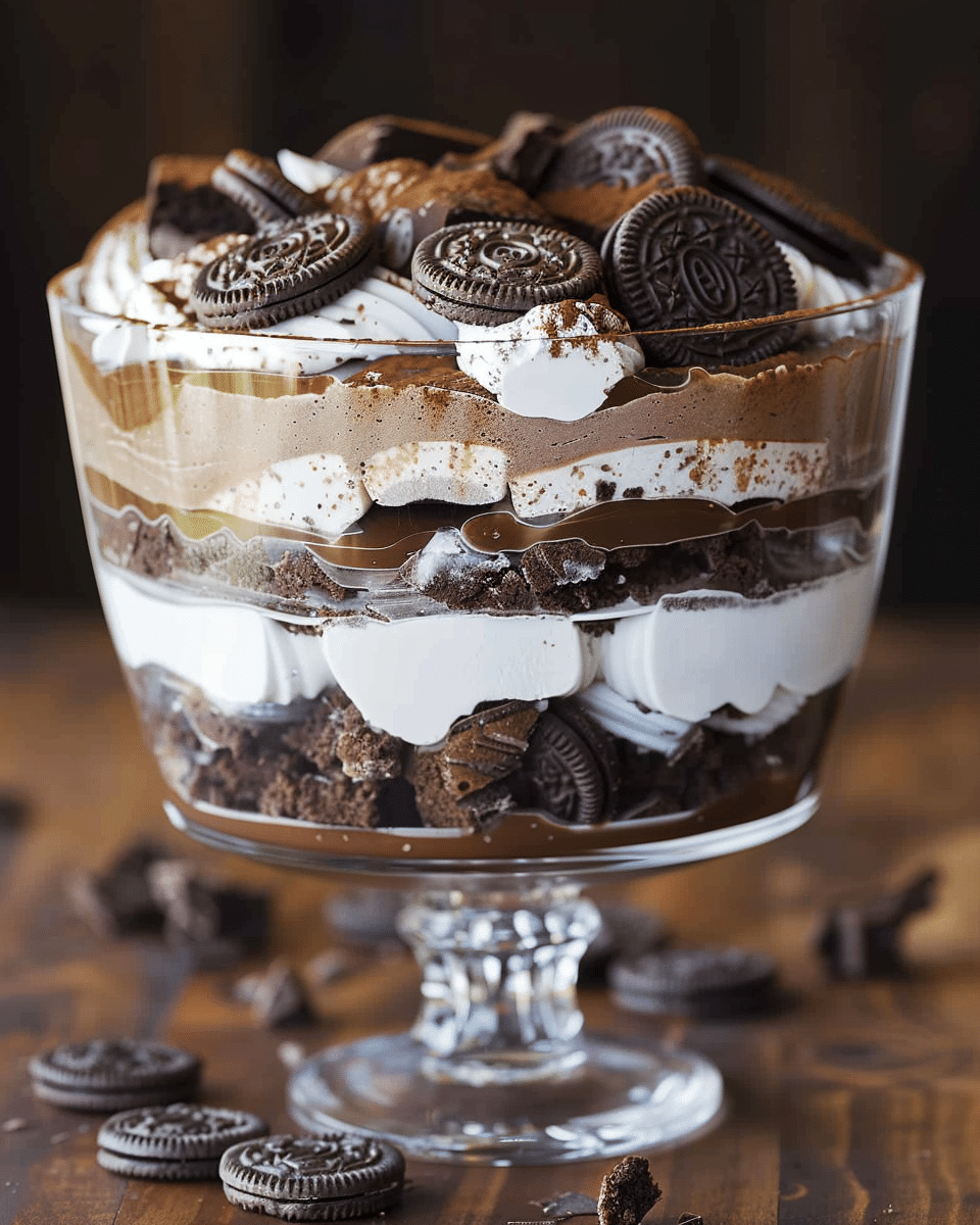 Chocolate Oreo Cheesecake Brownie Trifle