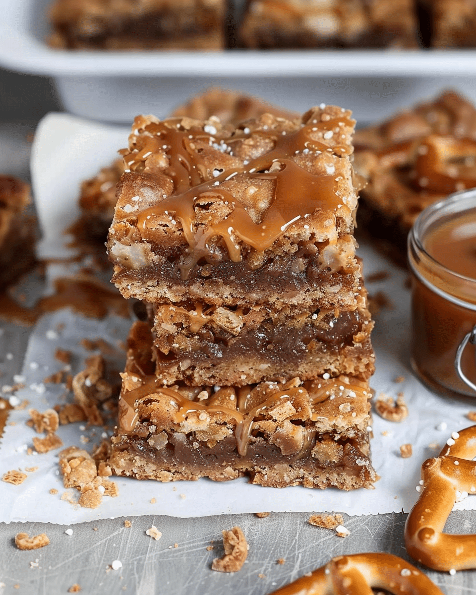 Salted Caramel Pretzel Blondies