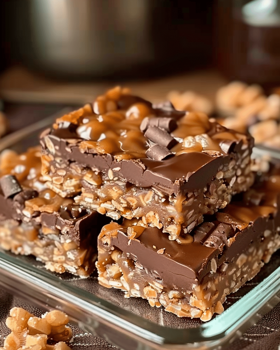 Caramel Chocolate Crunch Bars