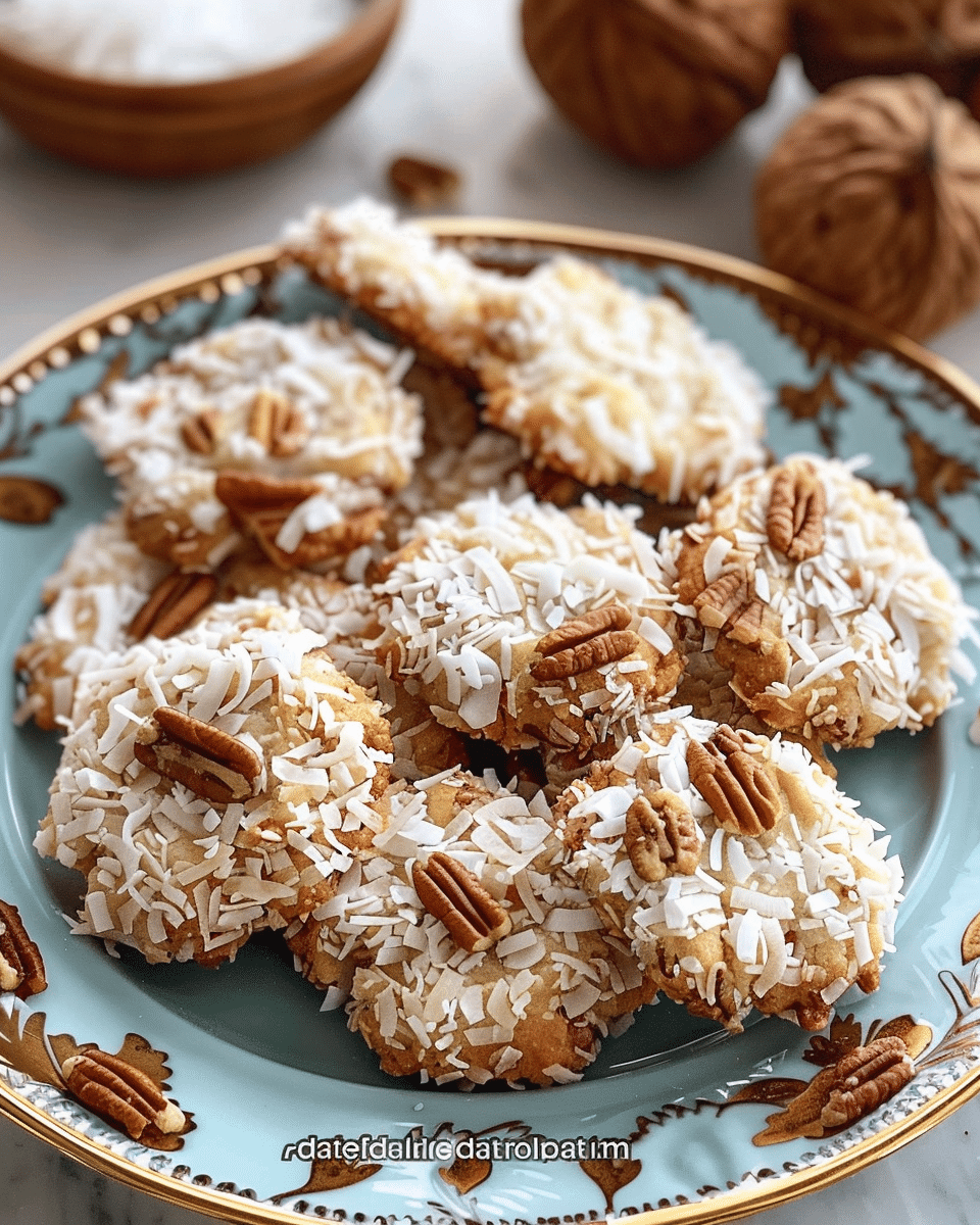 No-Bake Coconut Pecan Praline Cookies