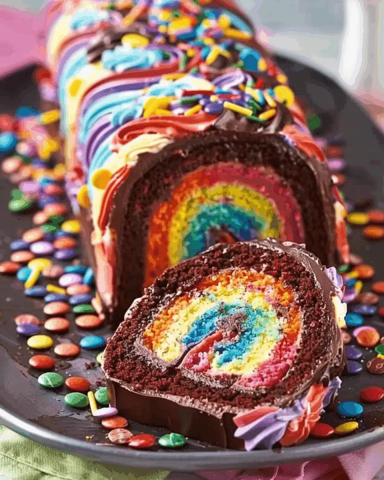 Chocolate Rainbow Roll Cake