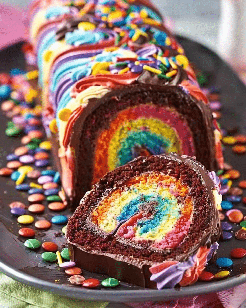 Chocolate Rainbow Roll Cake