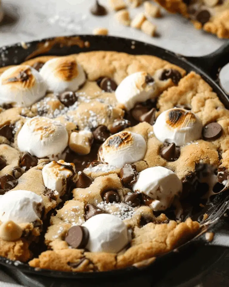 S’mores Stuffed Chocolate Chip Skillet Cookie