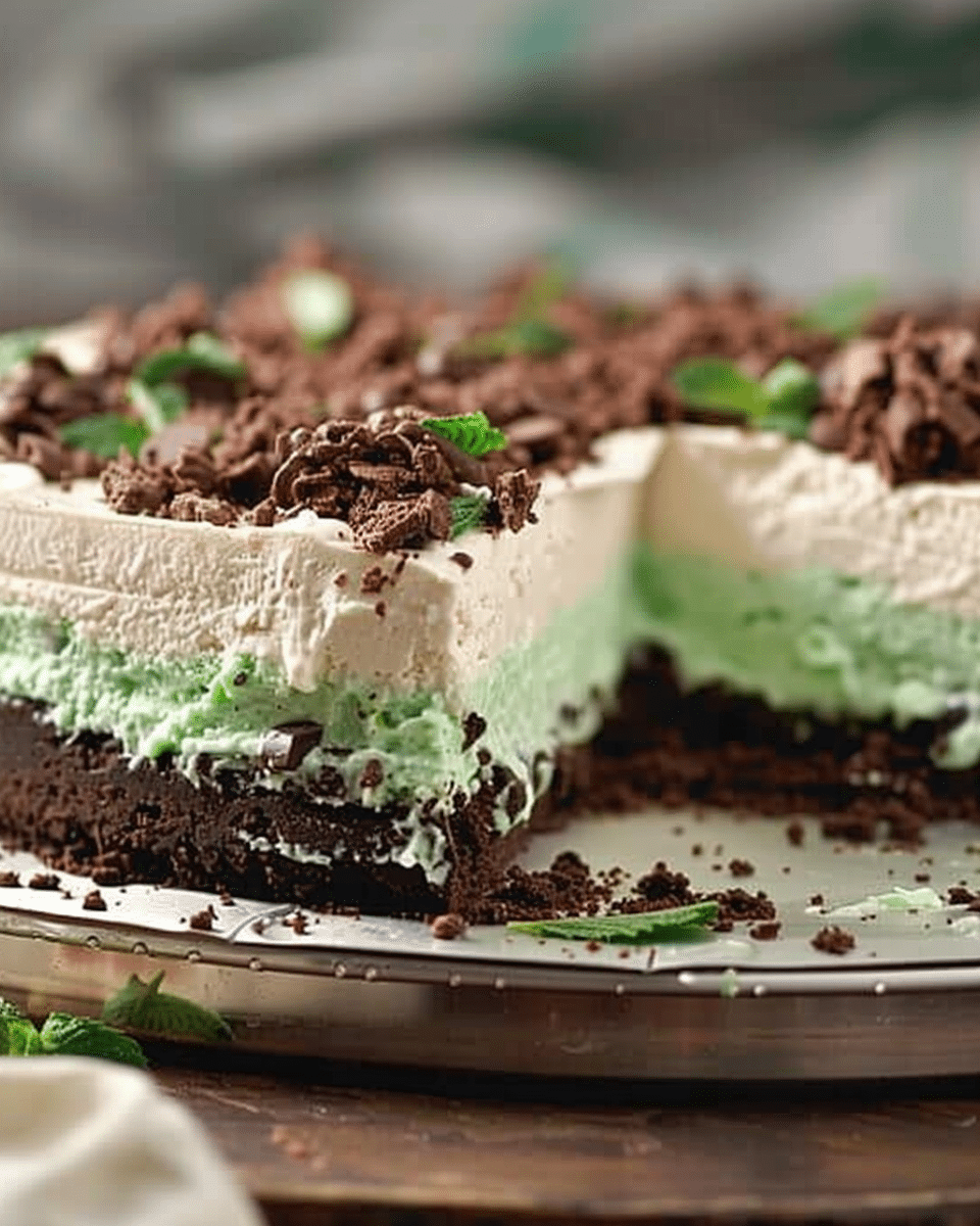 No Bake Layered Mint Cheesecake