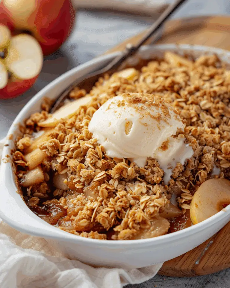 Apple Crisp with Vanilla Ice Cream