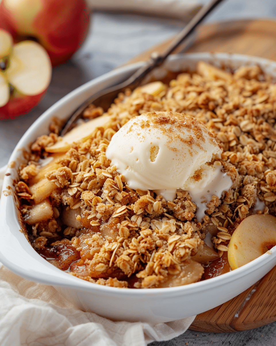 Apple Crisp with Vanilla Ice Cream