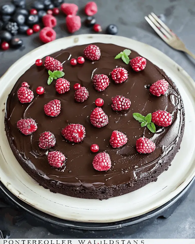 Flourless Chocolate Cake with Wineberries