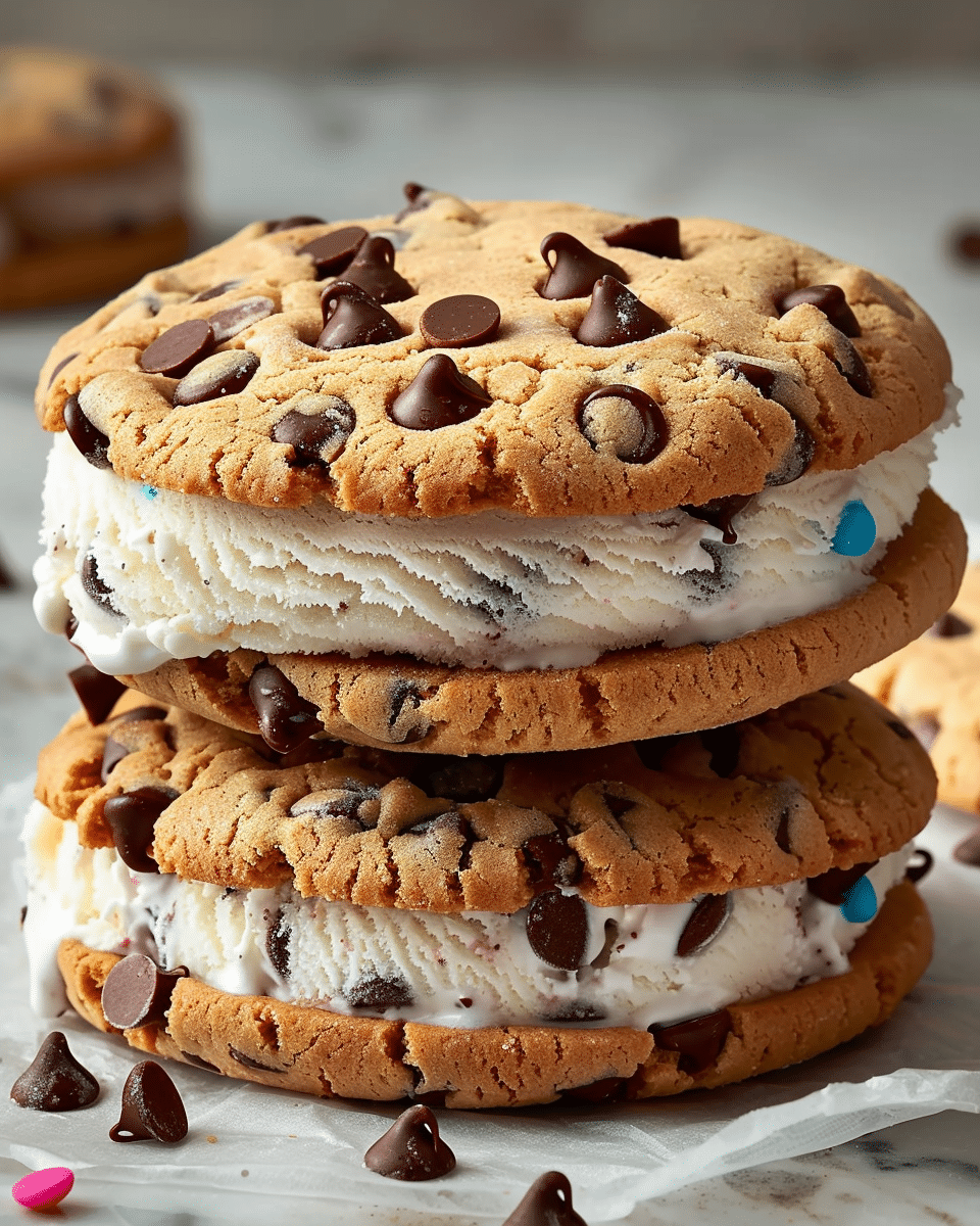 Chocolate Chip Cookie Ice Cream Sandwich