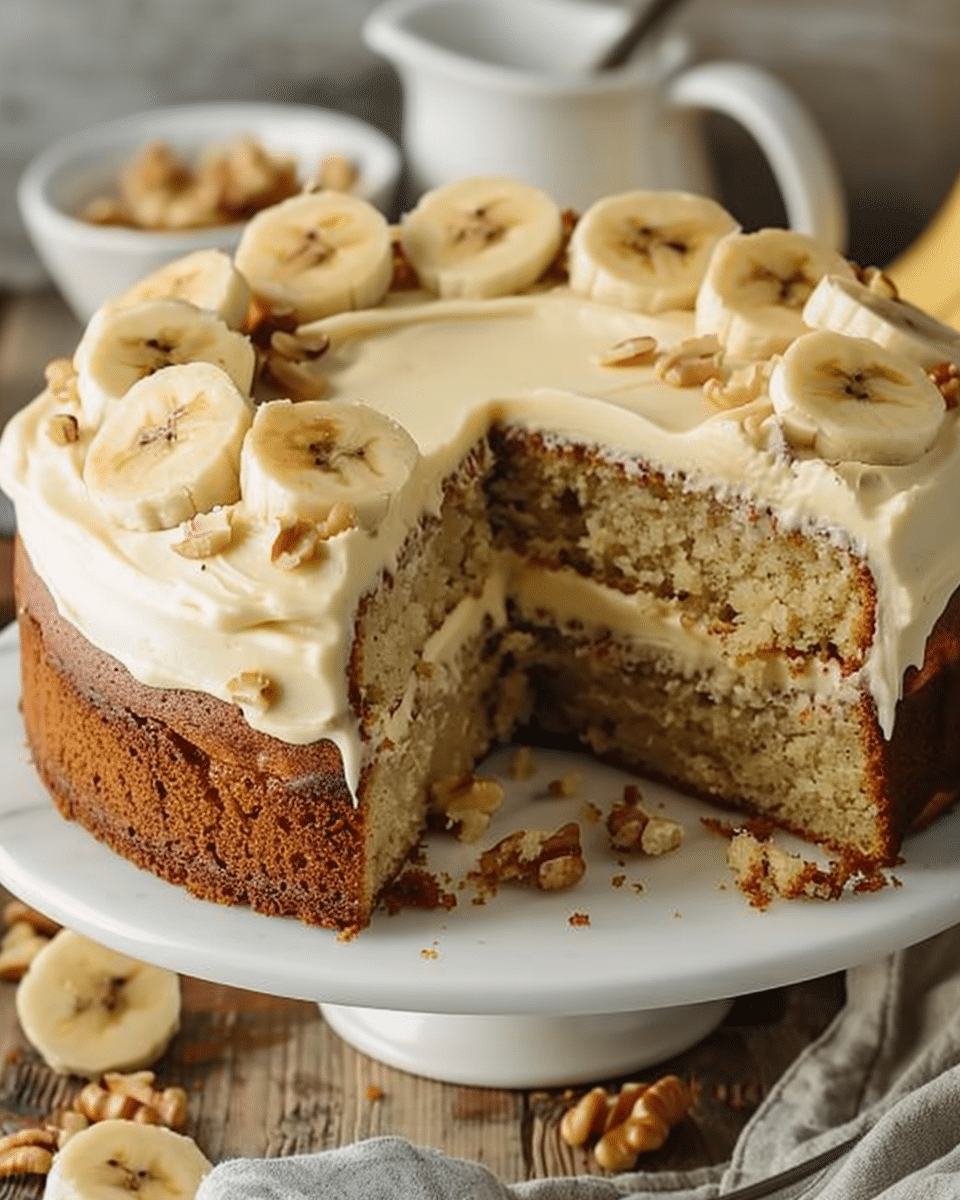 Fluffy Banana Cake with Creamy Frosting