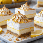Lemon Greek Yogurt Cheesecake Bars with Fluffy Meringue Crown