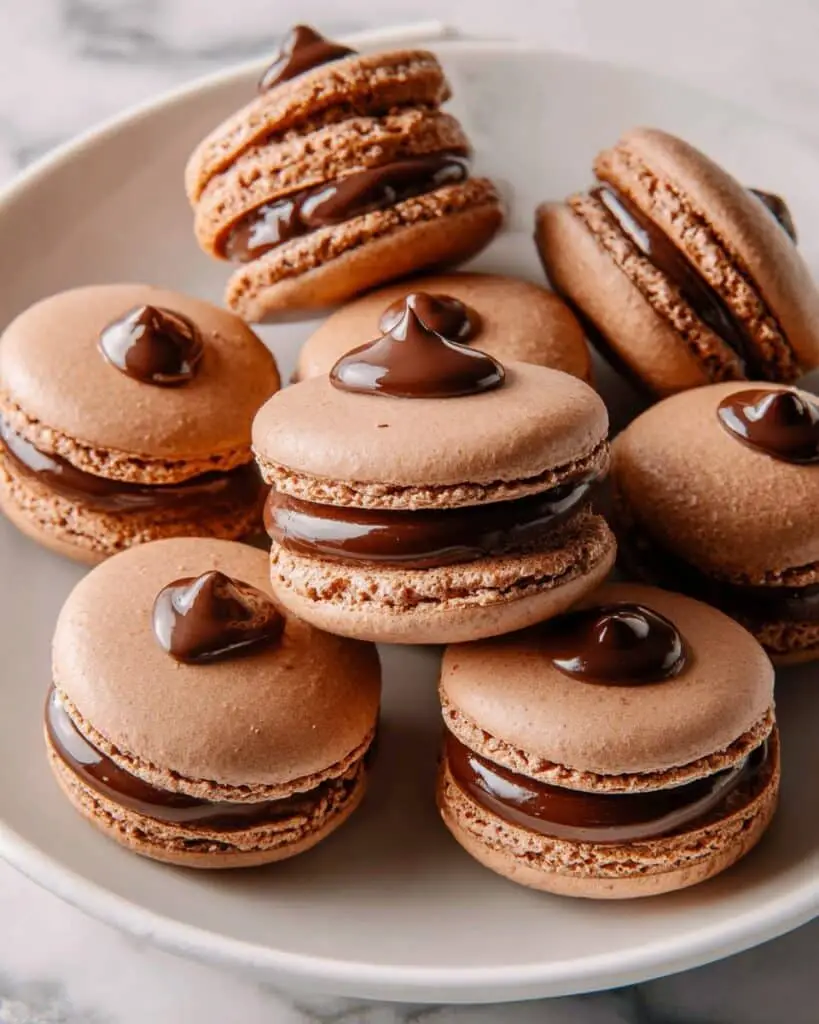 Chocolate Macarons with Dark Chocolate Ganache Recipe