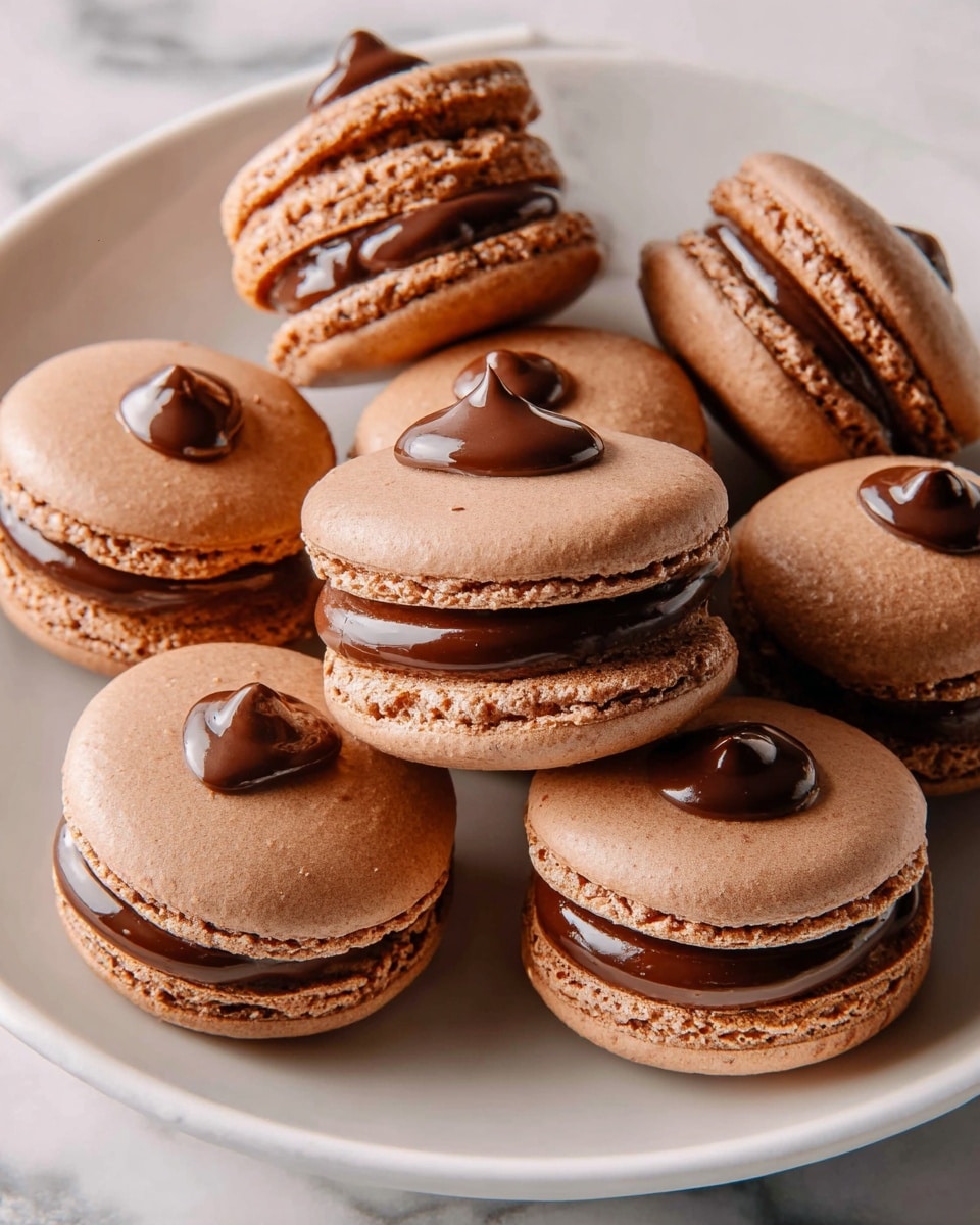 Chocolate Macarons with Dark Chocolate Ganache Recipe