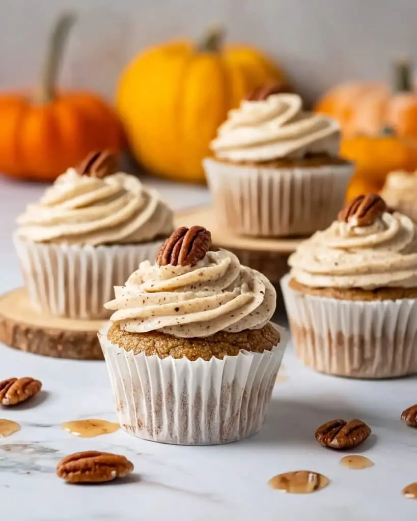 Pumpkin Spice Cupcakes with Maple Buttercream and Toasted Pecans Recipe