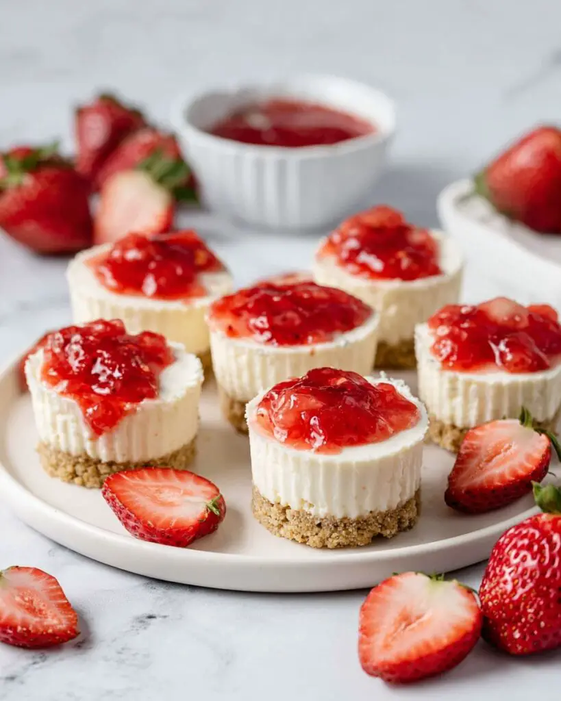 No-Bake Cheesecake Bites with Strawberry Compote Recipe