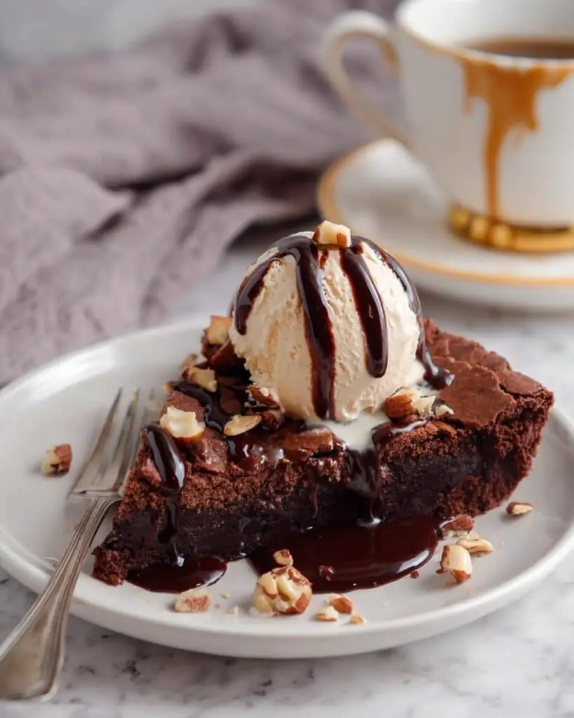 Fudgy Chocolate Brownie Pie – No Pie Crust Recipe