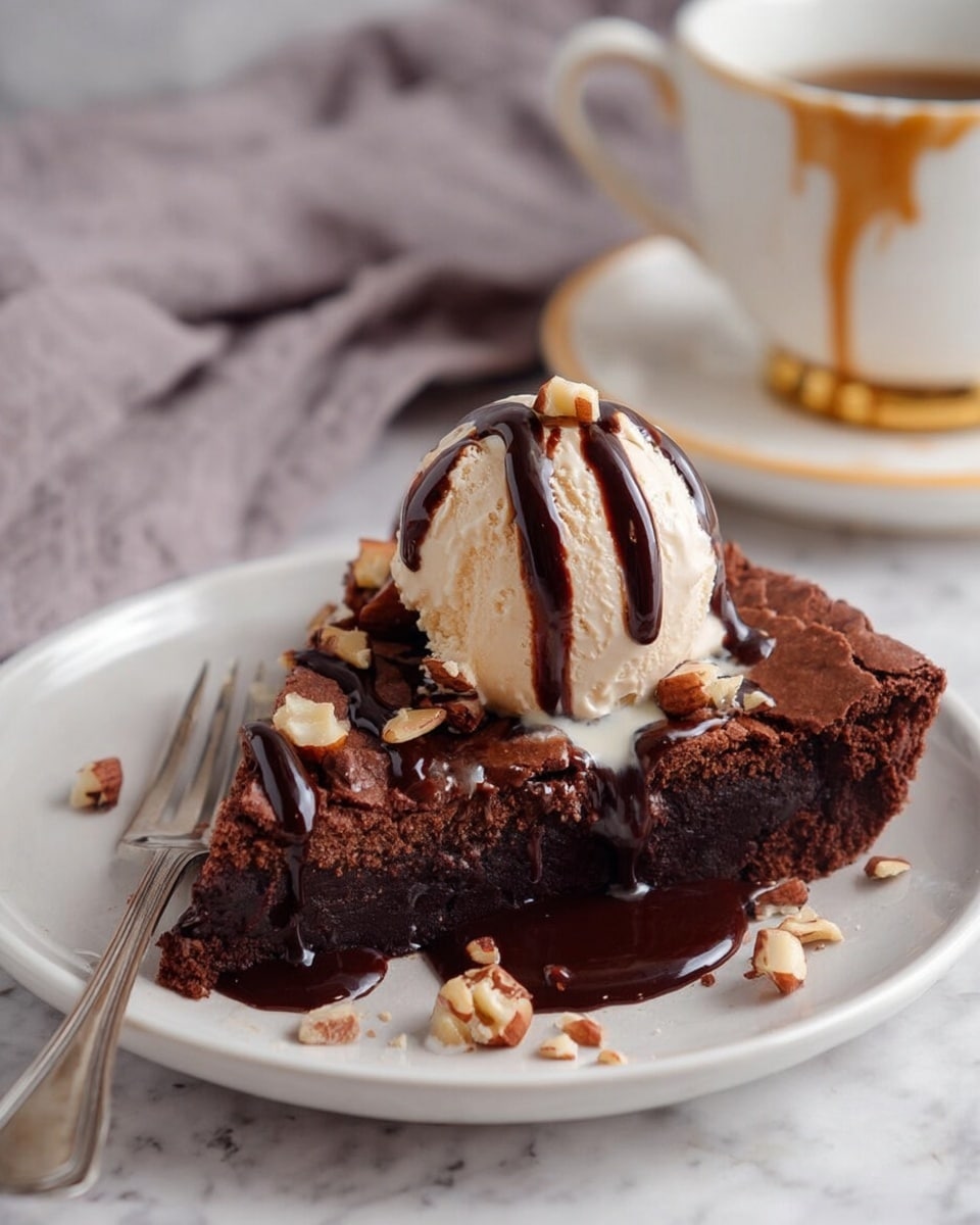 Fudgy Chocolate Brownie Pie - No Pie Crust Recipe