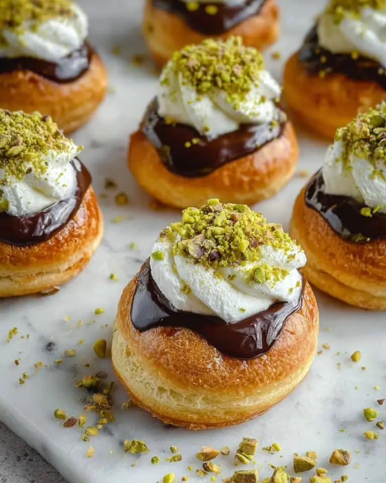 Decadent Pistachio Cream Puffs with Chocolate Glaze Recipe