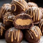 Decadent Chocolate Peanut Butter Snowballs with Caramel Drizzle Recipe