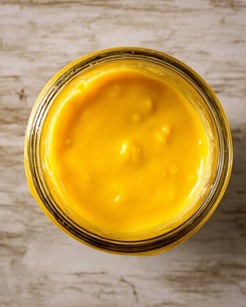 A glass blender cup filled with a thick, smooth, and bright yellow mixture that has a few small, soft lumps visible inside. The blender cup top edge is clear and round, showing the vibrant yellow contents reaching close to the rim. The background is a white marbled texture. photo taken with an iphone --ar 4:5 --v 7