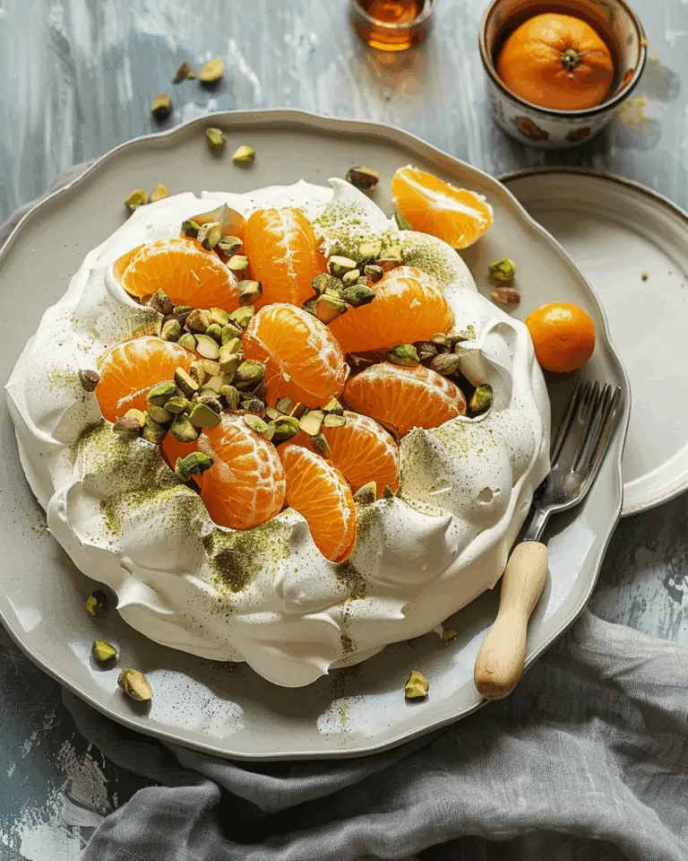 Pavlova with Clementines and Pistachios