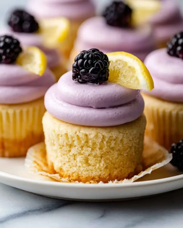 Lemon Cupcakes with Blackberry Cream Cheese Frosting Recipe