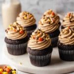 Dark Chocolate Cupcakes with Creamy Peanut Butter Frosting Recipe