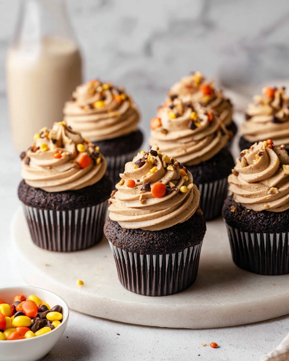 Dark Chocolate Cupcakes with Creamy Peanut Butter Frosting Recipe
