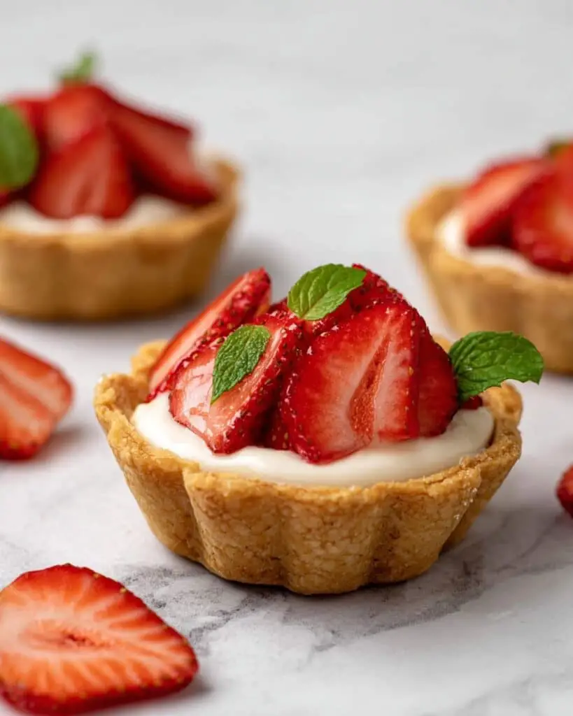 Mini Strawberry Pies with Homemade Shortcrust, Diplomat Cream, and Fresh Strawberries Recipe