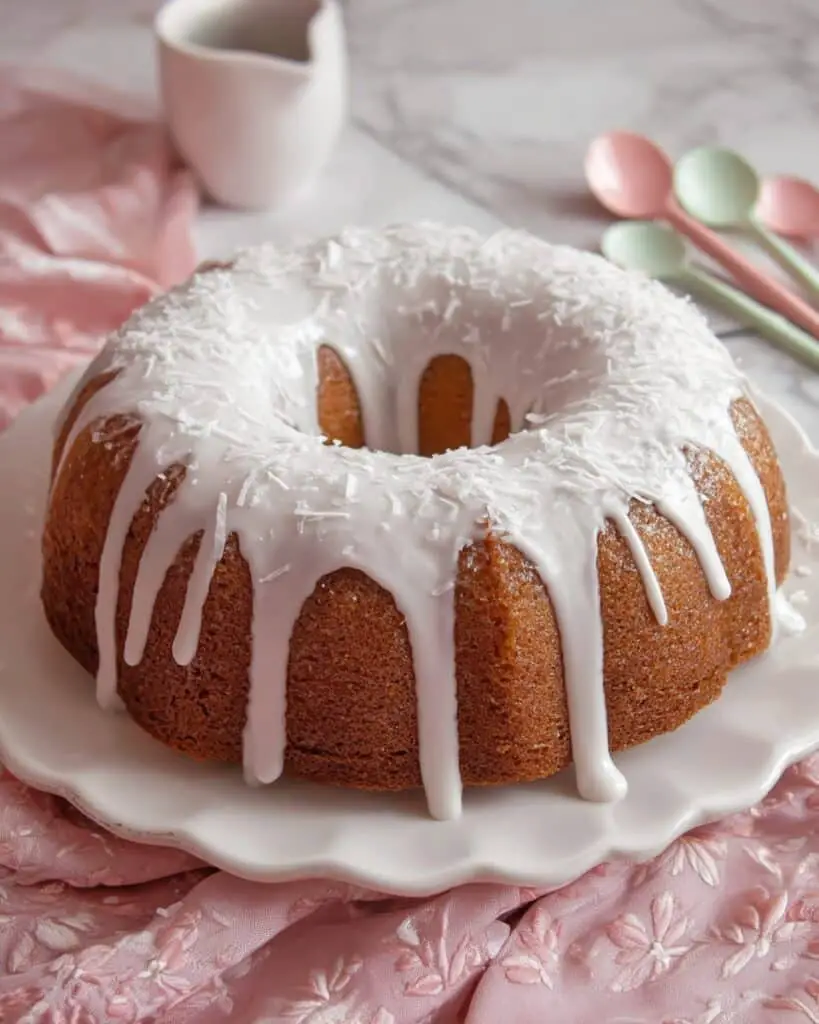 Banana Coconut Bundt Cake with Coconut Icing Recipe