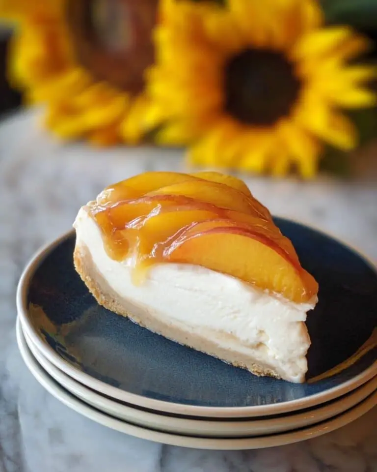Peach Cheesecake with Almond Crust and Apricot Glaze Recipe