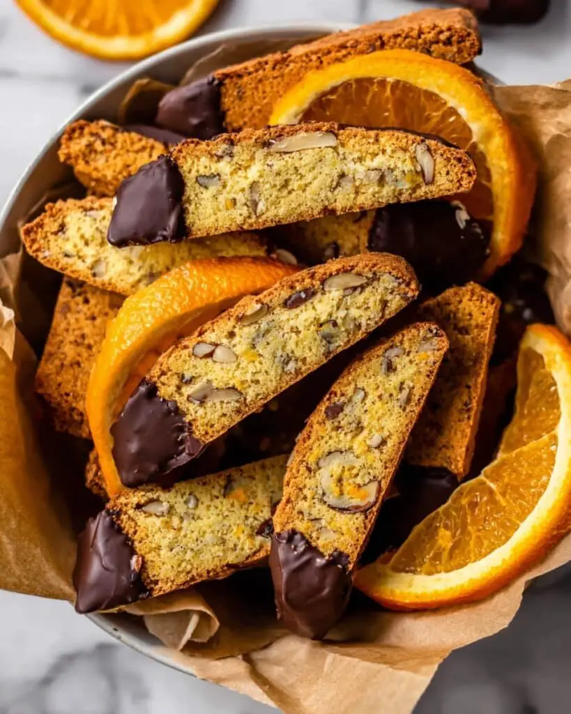 Homemade Chocolate Dipped Orange Biscotti Recipe