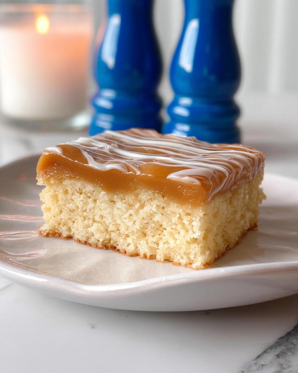 Vanilla Milk Cake with Caramel Drizzle and White Chocolate Decoration Recipe
