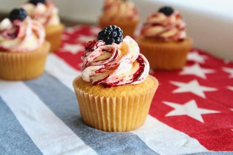 Corn Cupcakes with Blackberry Frosting Recipe