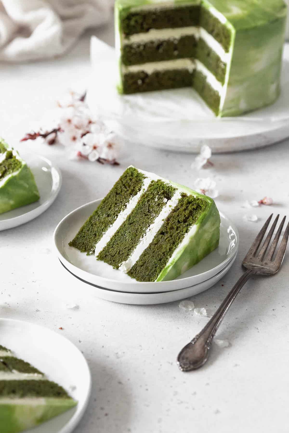 Matcha Cake with Green Buttercream Frosting Recipe