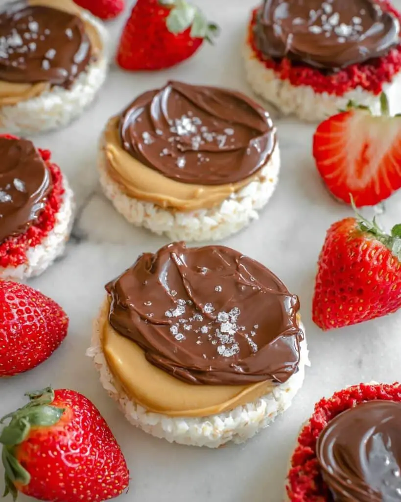 Strawberry Peanut Butter Chocolate Rice Cakes Recipe