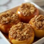 Stuffed Baked Apples with Nutty Oat Filling and Caramel Sauce Recipe
