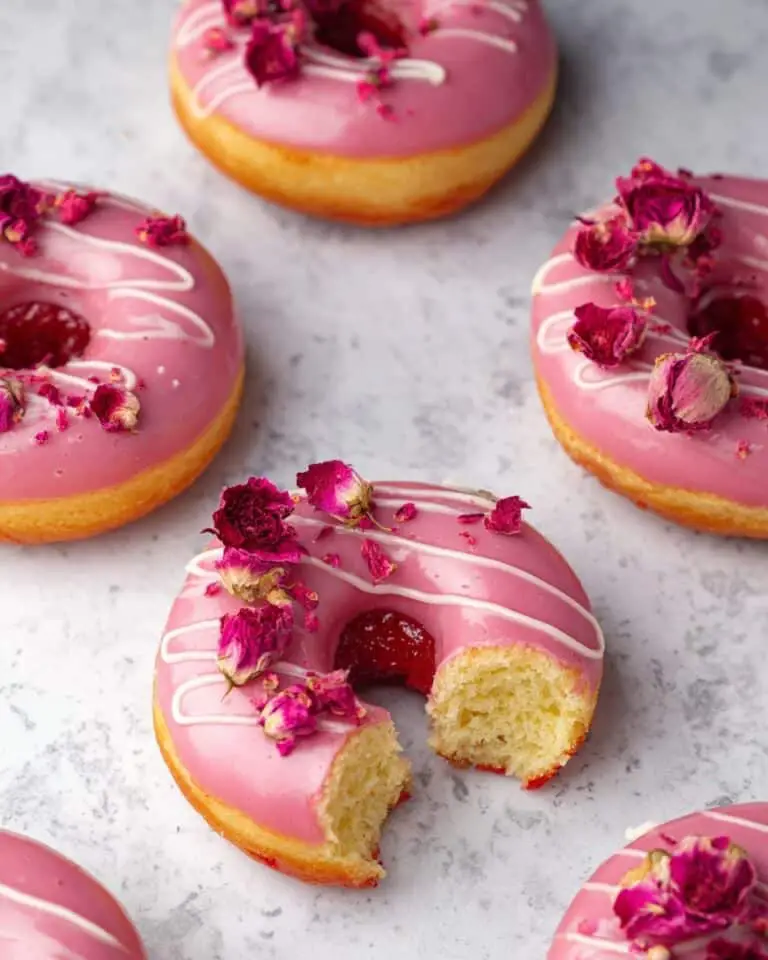 Baked Raspberry Donuts with Raspberry Glaze and Fresh Raspberry Filling Recipe
