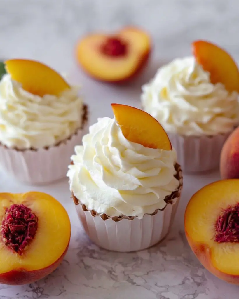 Peach Jam Filled Peach Cupcakes with Whipped Cream Frosting Recipe