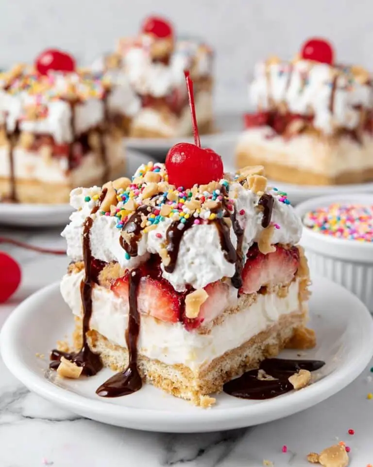 Layered No-Bake Banana Split Cake Recipe