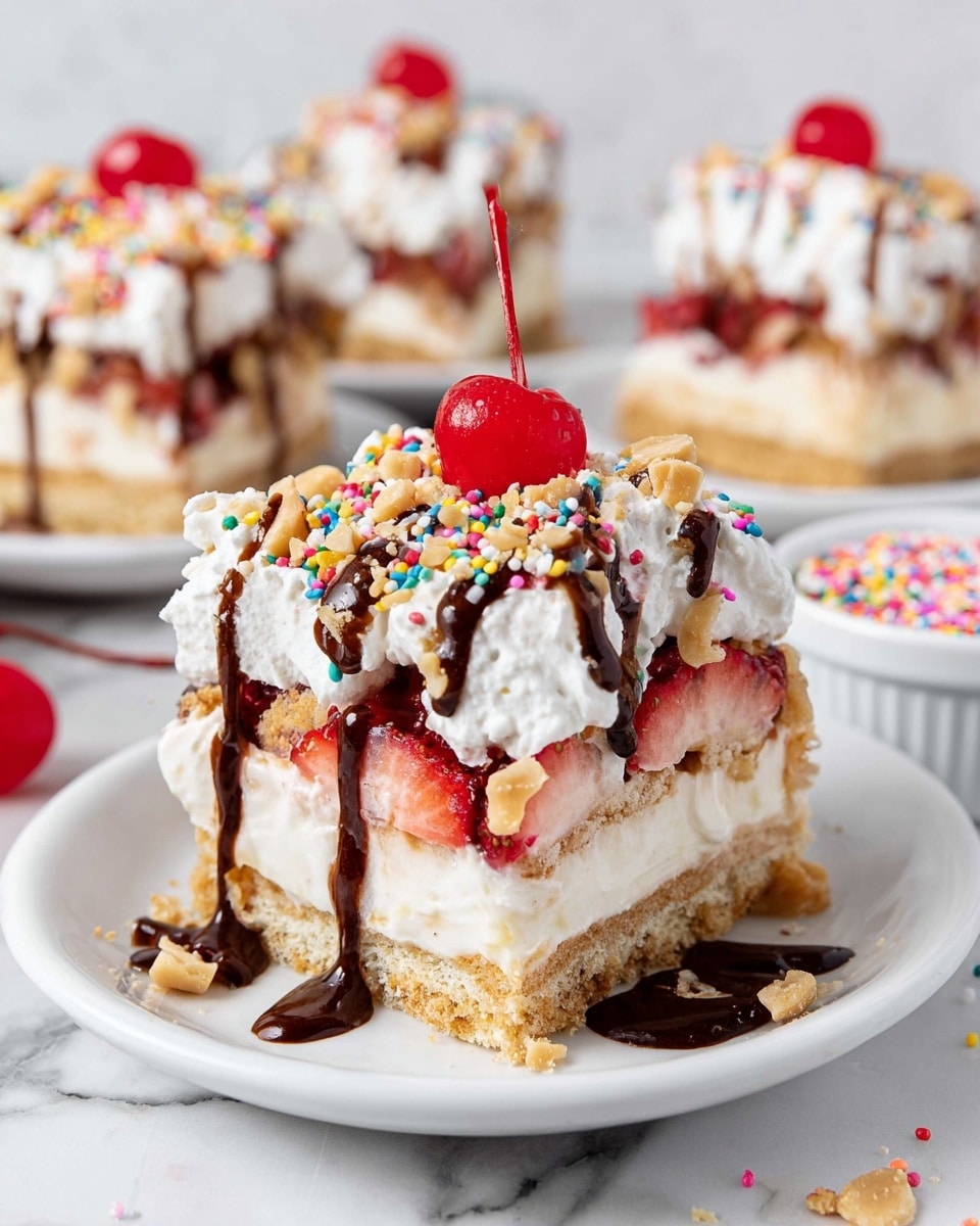 Layered No-Bake Banana Split Cake Recipe