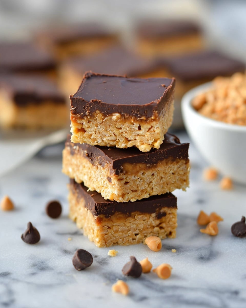Peanut Butter and Chocolate Rice Krispie Squares Recipe