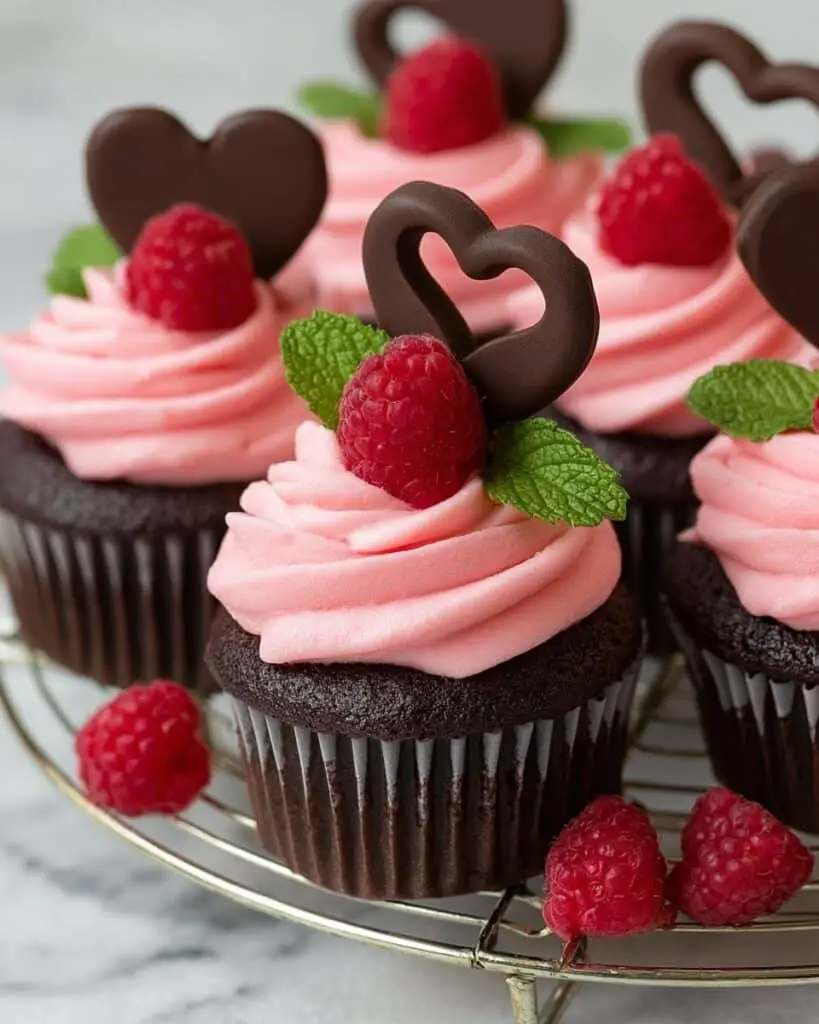 Chocolate Cupcakes with Raspberry Buttercream Frosting Recipe