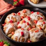 Baked French Toast Skillet with Cinnamon Sugar Biscuits and Strawberry Frosting Recipe