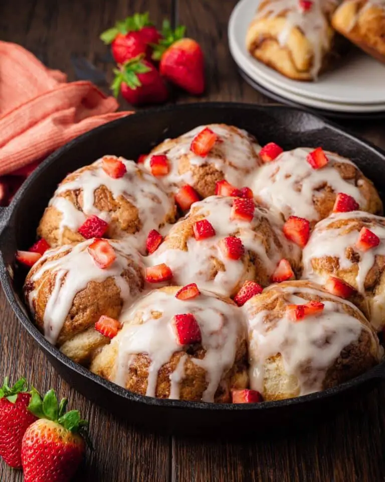 Baked French Toast Skillet with Cinnamon Sugar Biscuits and Strawberry Frosting Recipe