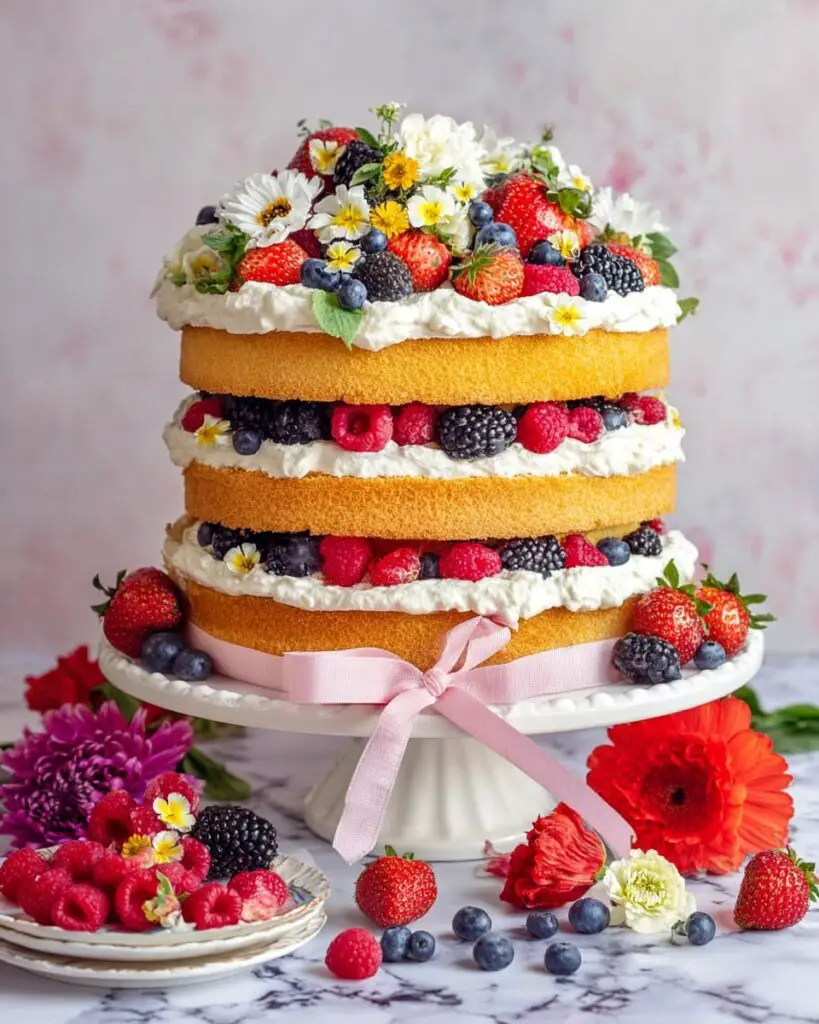 Berry Tres Leches Cake with Mascarpone Frosting and Fresh Berries Recipe