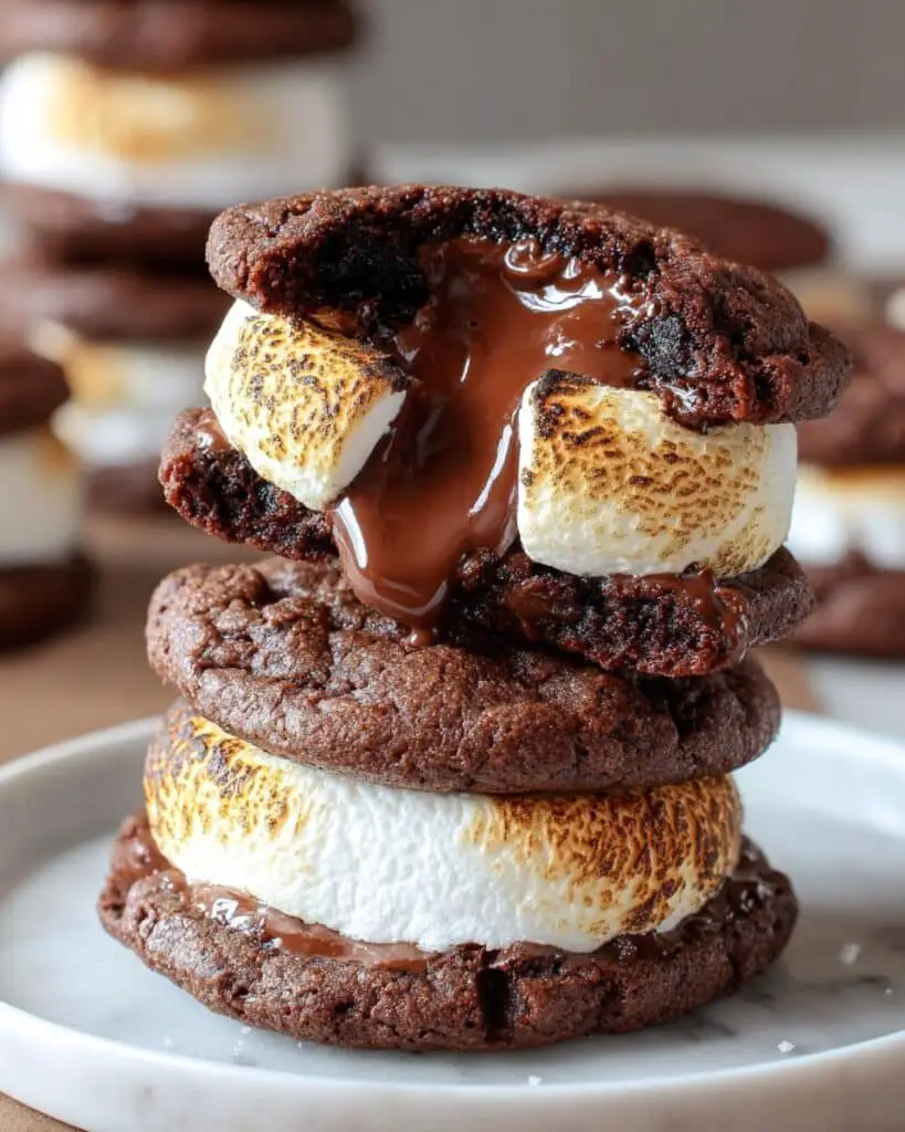 Hot Cocoa Cookies with Toasted Marshmallows and Melted Chocolate Recipe