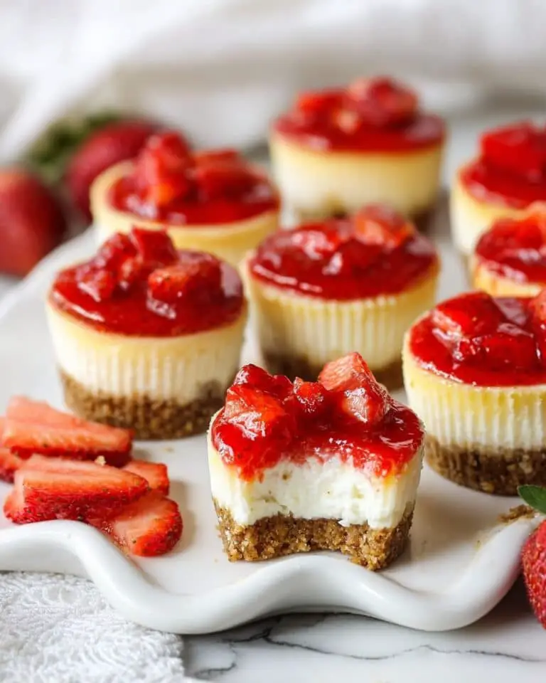 Mini Strawberry Cheesecakes with Fresh Strawberry Sauce Recipe